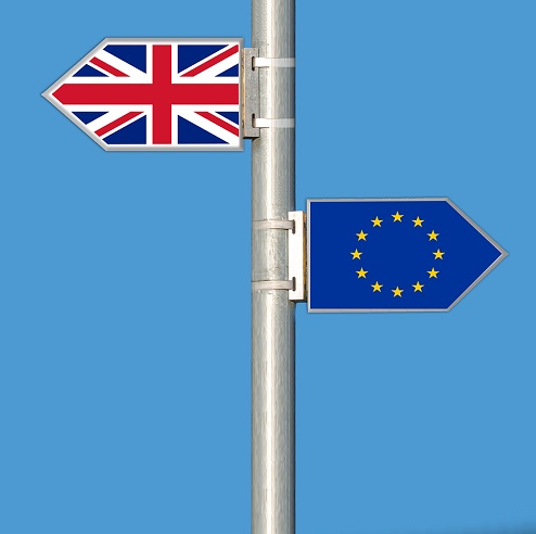 Brexit Entscheidung. Flaggen von Großbritannien