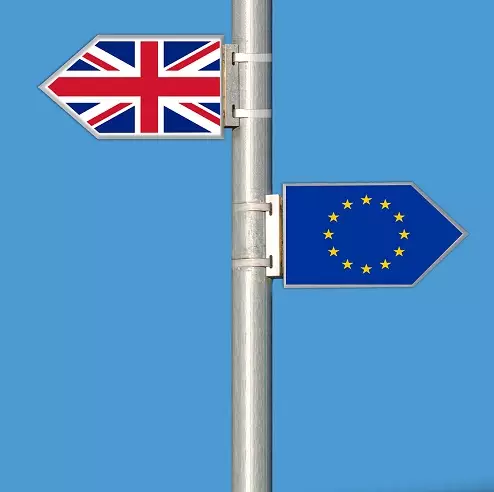Brexit Entscheidung. Flaggen von Großbritannien
